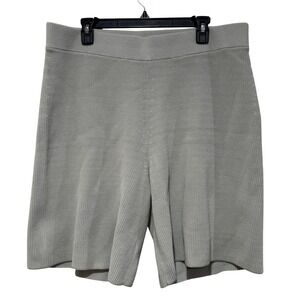 COS Bermuda Ribbed Knit Sweater Shorts Sage Green Cotton Blend Womens Large L